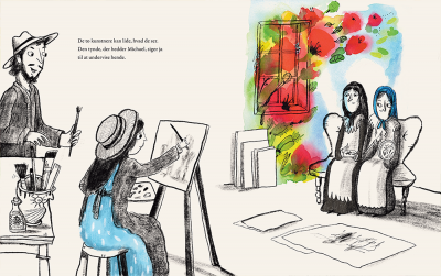 Zarah  Juul / Opslag fra billedbogen "Anna - En lille maler", skrevet og illustreret af Zarah Juul<a href=https://www.illustratorerne.dk/illustrator_profil/index-profil.php?bpid=7><br><b> SE PROFILEN </b></a>